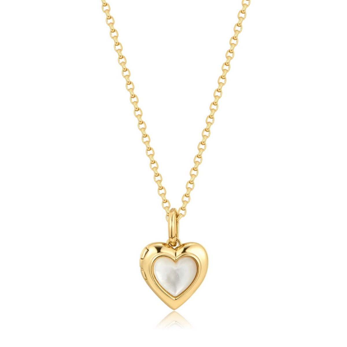 GM220W Zircon Heart Necklace In Platinum Plated Silver