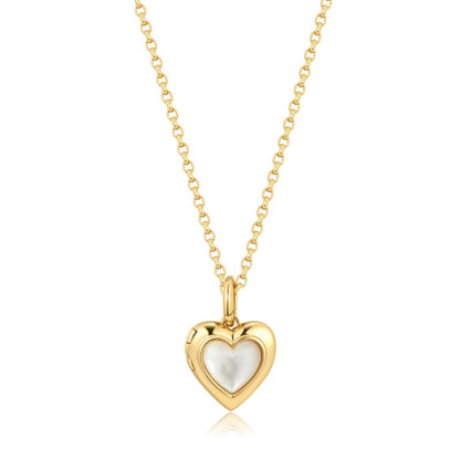 GM220W Zircon Heart Necklace In Platinum Plated Silver