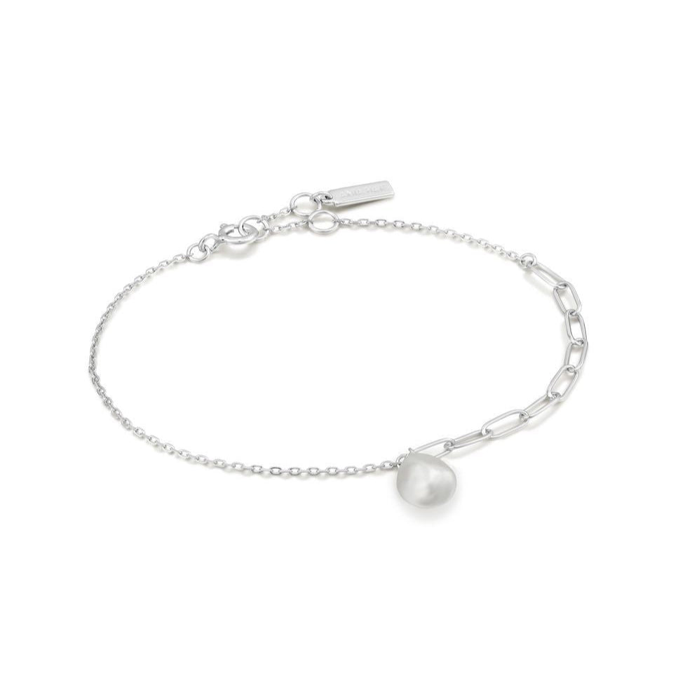 Ania Haie B019-02H Βραχιόλι Pearl Chunky από Επιπλατινωμένο Ασήμι