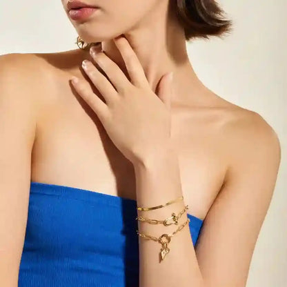 Ania Haie B048-03G Βραχιόλι Stud Link από Επιχρυσωμένο Ασήμι