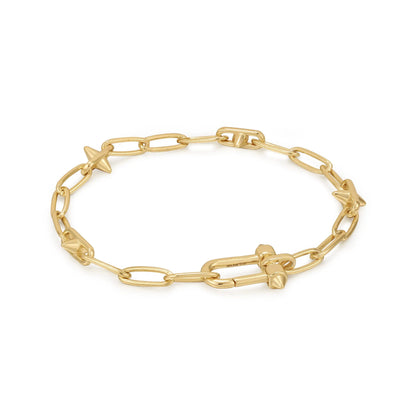 Ania Haie B048-03G Βραχιόλι Stud Link από Επιχρυσωμένο Ασήμι