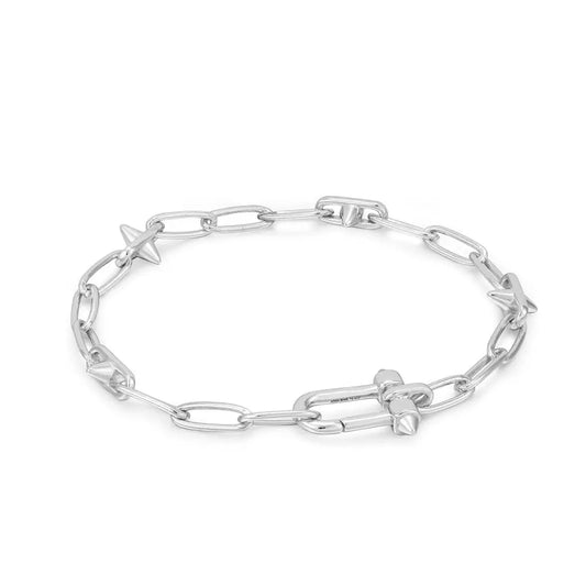 Ania Haie B048-03H Βραχιόλι Stud Link από Επιπλατινωμένο Ασήμι