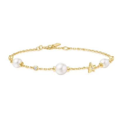 Ania Haie B065-05G Βραχιόλι Shell Pearl And Star από Επιχρυσωμένο Ασήμι