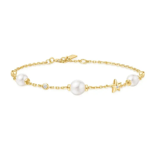 Ania Haie B065-05G Βραχιόλι Shell Pearl And Star από Επιχρυσωμένο Ασήμι