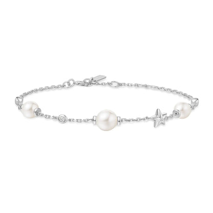 Ania Haie B065-05H Βραχιόλι Shell Pearl And Star από Επιπλατινωμένο Ασήμι