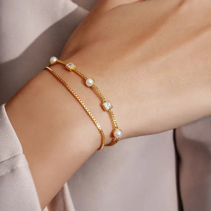 Ania Haie B068-01G Βραχιόλι Box Chain από Επιχρυσωμένο Ασήμι