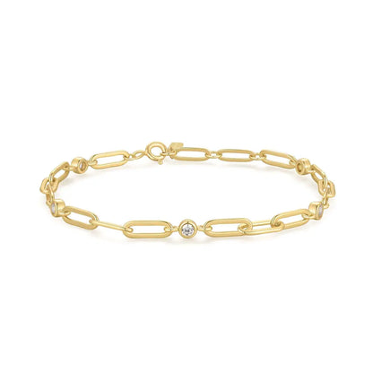 Ania Haie B069-01G Βραχιόλι Bezel Station Paper Clip Chain από Επιχρυσωμένο Ασήμι