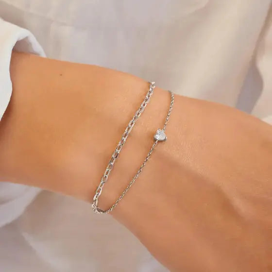 Ania Haie B074-01H Βραχιόλι Sparkle Heart από Επιπλατινωμένο Ασήμι