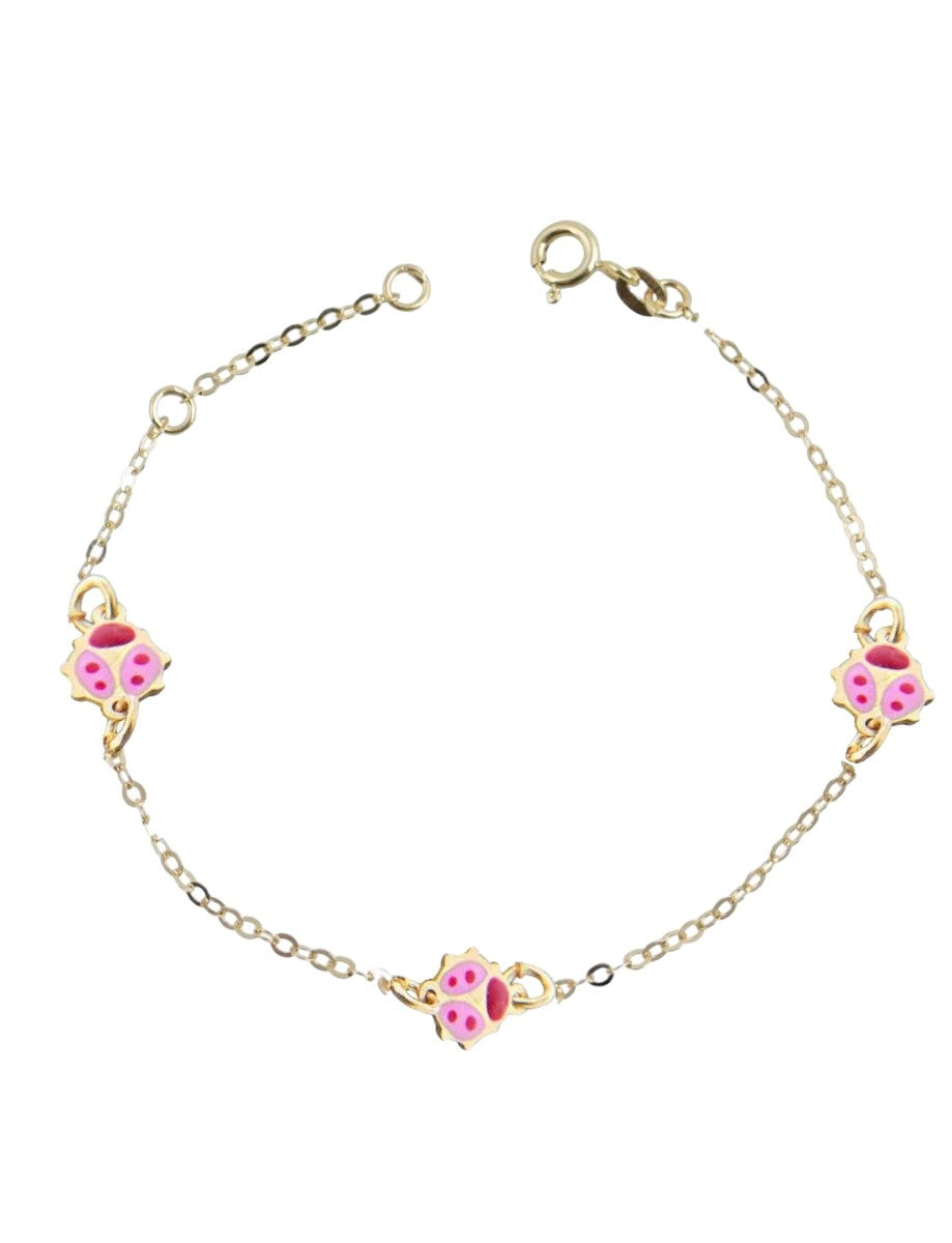 Children's Bracelet BIT313G K9 Gold with Ladybugs
