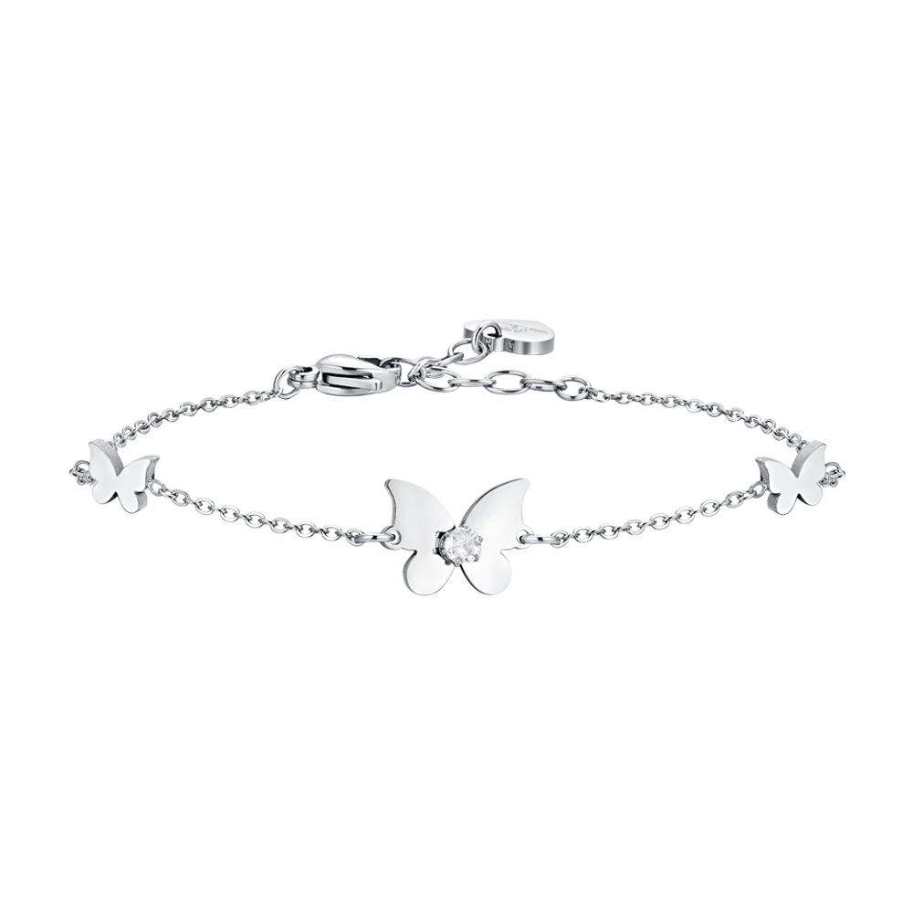 Luca Barra BK2225 Steel Double Heart Bracelet