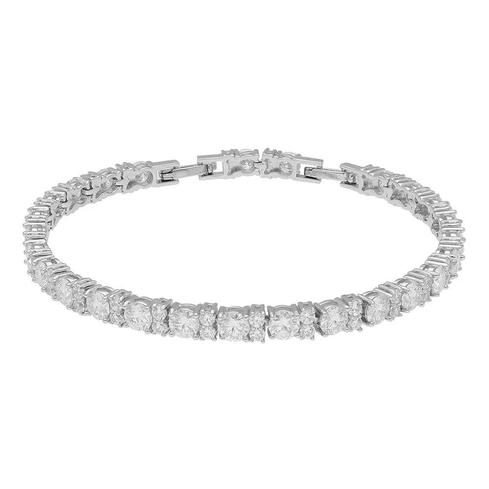 BRIZZLING BMB021 Βραχιόλι Ριβιέρα από Επιπλατινωμένο Ασήμι με Διαμάντια Μοϊσανίτη