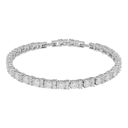 BRIZZLING BMB021 Βραχιόλι Ριβιέρα από Επιπλατινωμένο Ασήμι με Διαμάντια Μοϊσανίτη