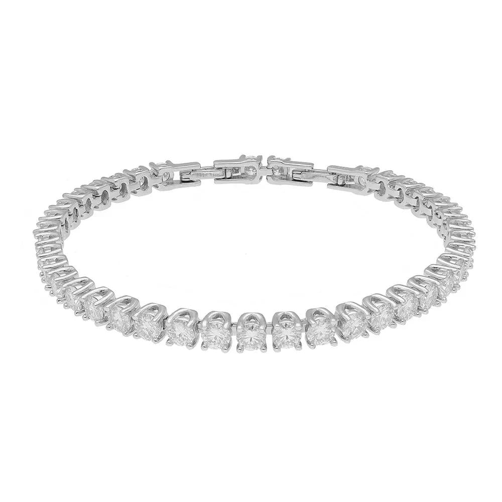 BRIZZLING BMB037 Βραχιόλι Ριβιέρα από Επιπλατινωμένο Ασήμι με Διαμάντια Μοϊσανίτη