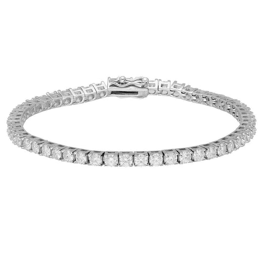 BRIZZLING BMB2018 Βραχιόλι Ριβιέρα από Επιπλατινωμένο Ασήμι με Διαμάντια Μοϊσανίτη