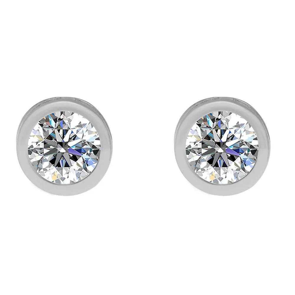 BRIZZLING BMCE050-5 Σκουλαρίκια από Επιπλατινωμένο Ασήμι με Διαμάντι Μοϊσανίτη