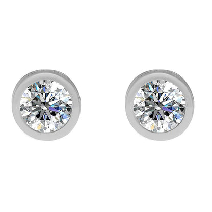 BRIZZLING BMCE050-5 Σκουλαρίκια από Επιπλατινωμένο Ασήμι με Διαμάντι Μοϊσανίτη