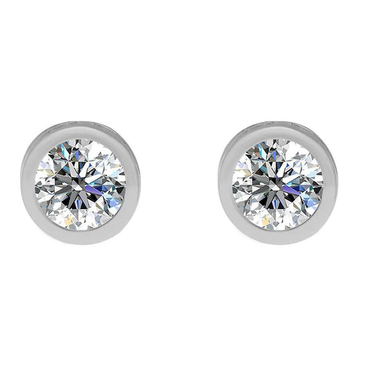 BRIZZLING BMCE050-5 Σκουλαρίκια από Επιπλατινωμένο Ασήμι με Διαμάντι Μοϊσανίτη