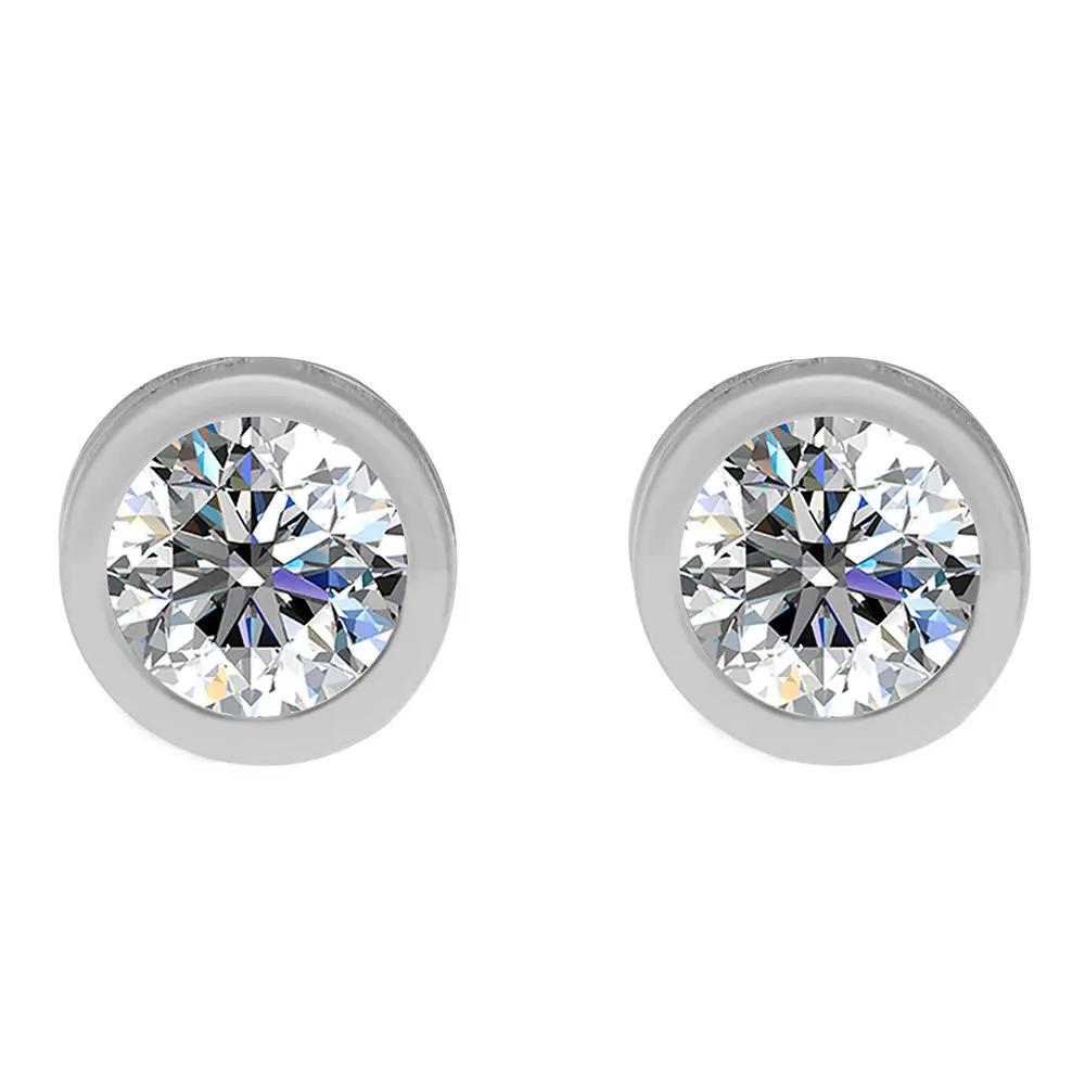 BRIZZLING BMCE050-6 Σκουλαρίκια από Επιπλατινωμένο Ασήμι με Διαμάντι Μοϊσανίτη