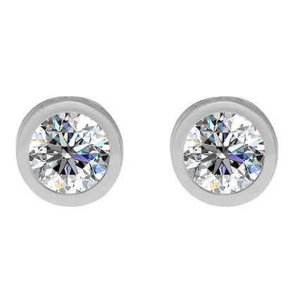 BRIZZLING BMCE050-6 Σκουλαρίκια από Επιπλατινωμένο Ασήμι με Διαμάντι Μοϊσανίτη