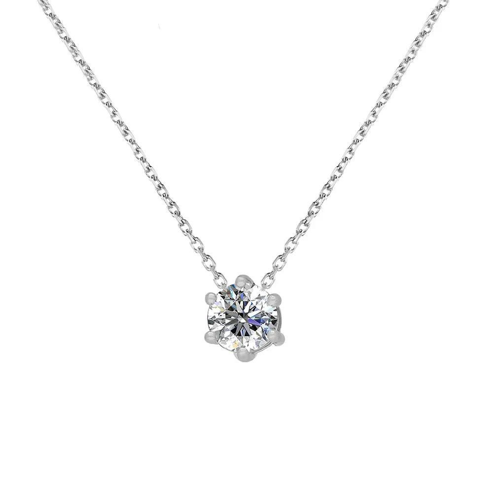 BRIZZLING BMCP067-3 Κολιέ από Επιπλατινωμένο Ασήμι με Διαμάντι Μοϊσανίτη