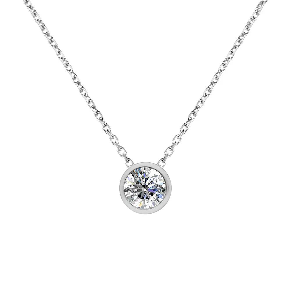 BRIZZLING BMCP068-3 Κολιέ από Επιπλατινωμένο Ασήμι με Διαμάντι Μοϊσανίτη