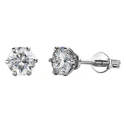 BRIZZLING BME005 Σκουλαρίκια από Επιπλατινωμένο Ασήμι με Διαμάντι Μοϊσανίτη