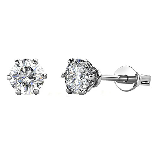 BRIZZLING BME005 Σκουλαρίκια από Επιπλατινωμένο Ασήμι με Διαμάντι Μοϊσανίτη