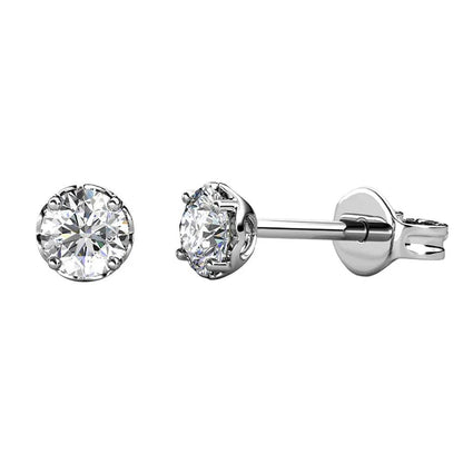 BRIZZLING BME006 Σκουλαρίκια από Επιπλατινωμένο Ασήμι με Διαμάντι Μοϊσανίτη