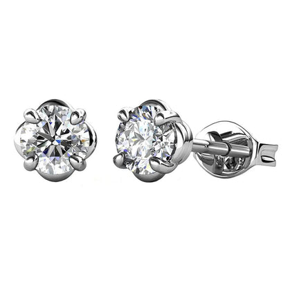 BRIZZLING BME014 Σκουλαρίκια από Επιπλατινωμένο Ασήμι με Διαμάντι Μοϊσανίτη