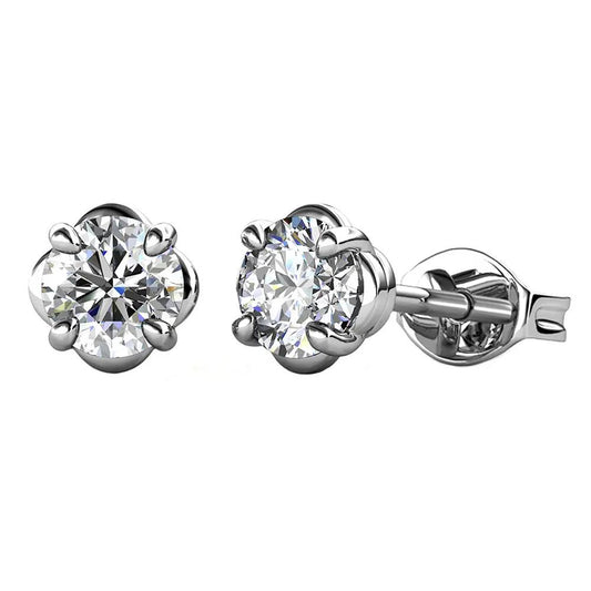 BRIZZLING BME014 Σκουλαρίκια από Επιπλατινωμένο Ασήμι με Διαμάντι Μοϊσανίτη