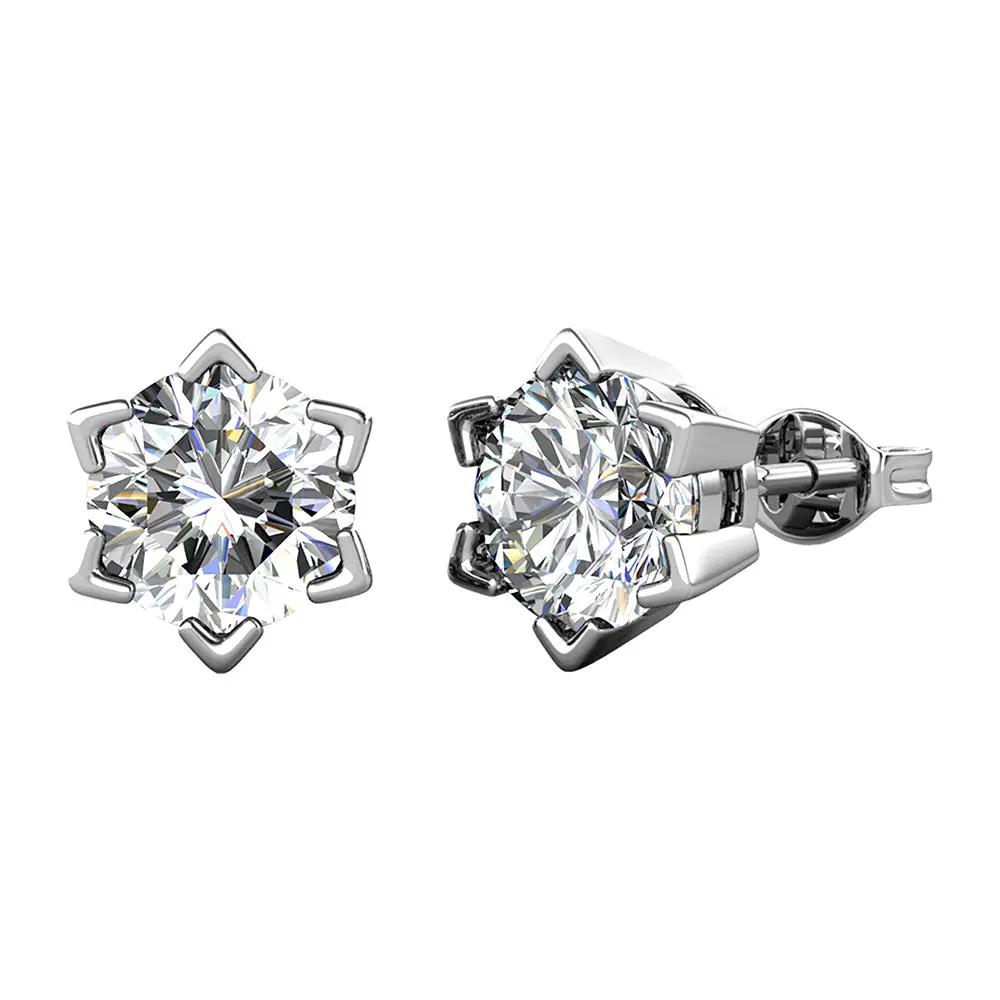 BRIZZLING BME019 Σκουλαρίκια από Επιπλατινωμένο Ασήμι με Διαμάντι Μοϊσανίτη