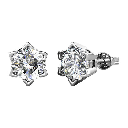 BRIZZLING BME019 Σκουλαρίκια από Επιπλατινωμένο Ασήμι με Διαμάντι Μοϊσανίτη