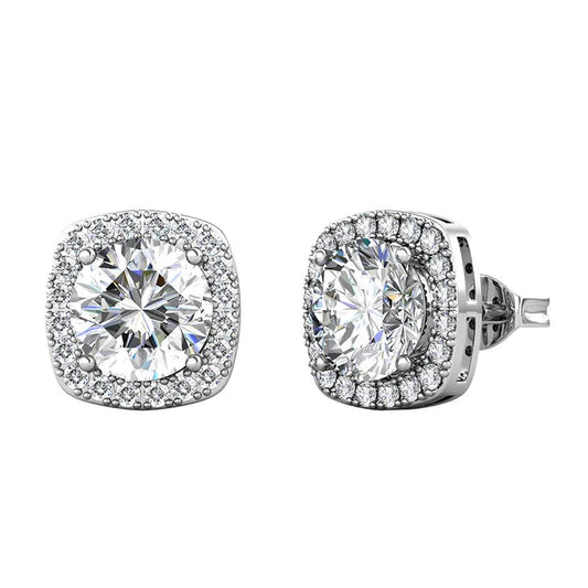 BRIZZLING BME020 Σκουλαρίκια από Επιπλατινωμένο Ασήμι με Διαμάντι Μοϊσανίτη