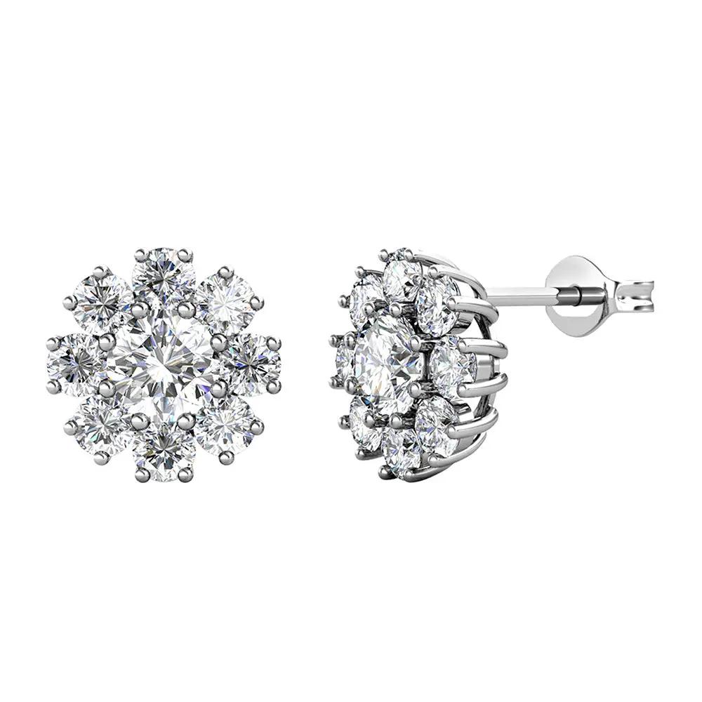 BRIZZLING BME026 Σκουλαρίκια από Επιπλατινωμένο Ασήμι με Διαμάντι Μοϊσανίτη