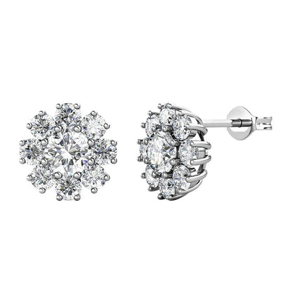 BRIZZLING BME026 Σκουλαρίκια από Επιπλατινωμένο Ασήμι με Διαμάντι Μοϊσανίτη