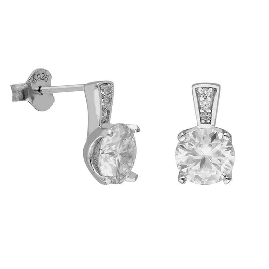 BRIZZLING BME028 Σκουλαρίκια από Επιπλατινωμένο Ασήμι με Διαμάντι Μοϊσανίτη