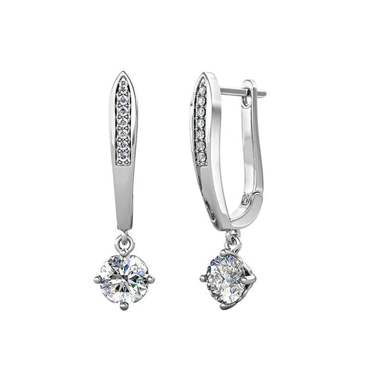 BRIZZLING BME037 Σκουλαρίκια από Επιπλατινωμένο Ασήμι με Διαμάντι Μοϊσανίτη