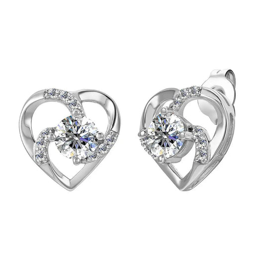 BRIZZLING BME054 Σκουλαρίκια από Επιπλατινωμένο Ασήμι με Διαμάντι Μοϊσανίτη