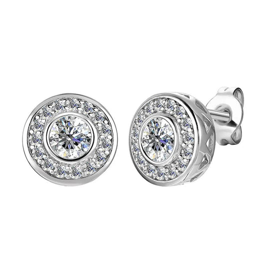 BRIZZLING BME057 Σκουλαρίκια από Επιπλατινωμένο Ασήμι με Διαμάντι Μοϊσανίτη