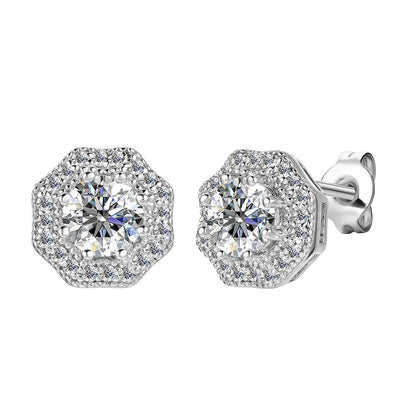 BRIZZLING BME062 Σκουλαρίκια από Επιπλατινωμένο Ασήμι με Διαμάντι Μοϊσανίτη