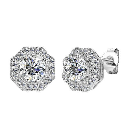 BRIZZLING BME062 Σκουλαρίκια από Επιπλατινωμένο Ασήμι με Διαμάντι Μοϊσανίτη