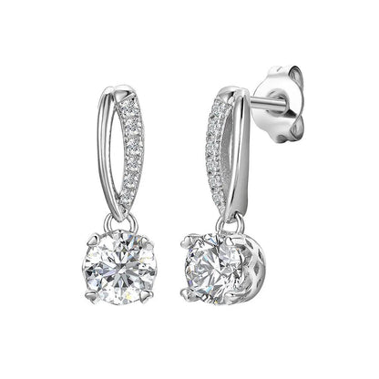 BRIZZLING BME065 Σκουλαρίκια από Επιπλατινωμένο Ασήμι με Διαμάντι Μοϊσανίτη