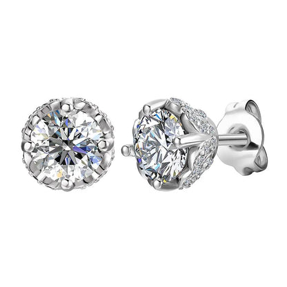 BRIZZLING BME072 Σκουλαρίκια από Επιπλατινωμένο Ασήμι με Διαμάντι Μοϊσανίτη