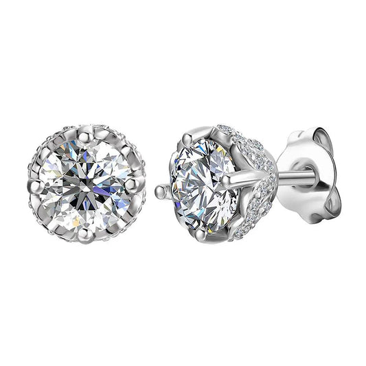 BRIZZLING BME072 Σκουλαρίκια από Επιπλατινωμένο Ασήμι με Διαμάντι Μοϊσανίτη