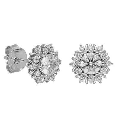 BRIZZLING BME082 Σκουλαρίκια από Επιπλατινωμένο Ασήμι με Διαμάντι Μοϊσανίτη