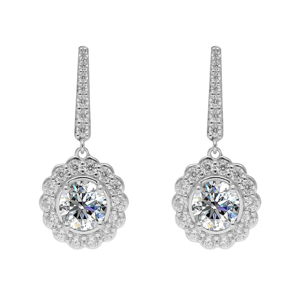 BRIZZLING BME093 Σκουλαρίκια από Επιπλατινωμένο Ασήμι με Διαμάντι Μοϊσανίτη