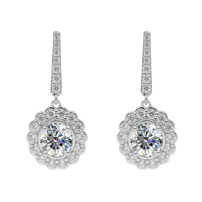 BRIZZLING BME093 Σκουλαρίκια από Επιπλατινωμένο Ασήμι με Διαμάντι Μοϊσανίτη