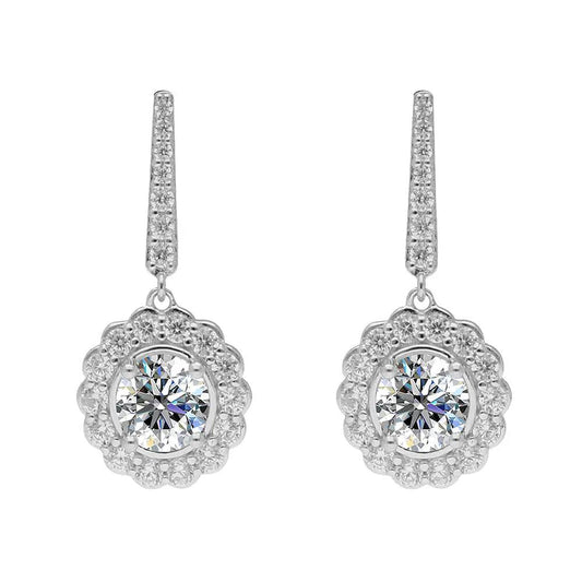 BRIZZLING BME093 Σκουλαρίκια από Επιπλατινωμένο Ασήμι με Διαμάντι Μοϊσανίτη