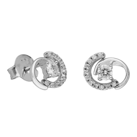 BRIZZLING BME144 Σκουλαρίκια από Επιπλατινωμένο Ασήμι με Διαμάντι Μοϊσανίτη