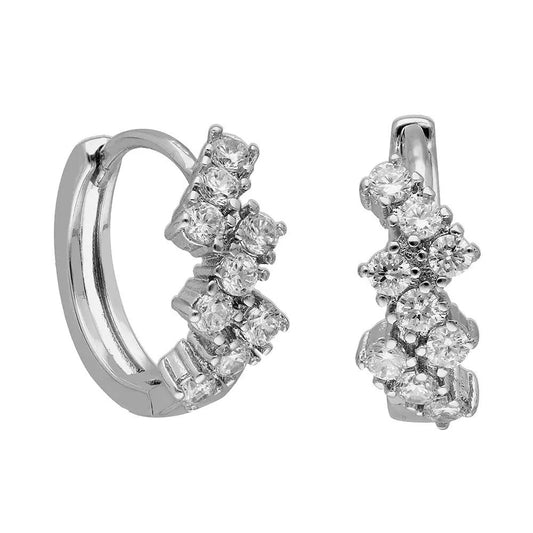 BRIZZLING BME168 Σκουλαρίκια Κρίκοι από Επιπλατινωμένο Ασήμι με Διαμάντι Μοϊσανίτη